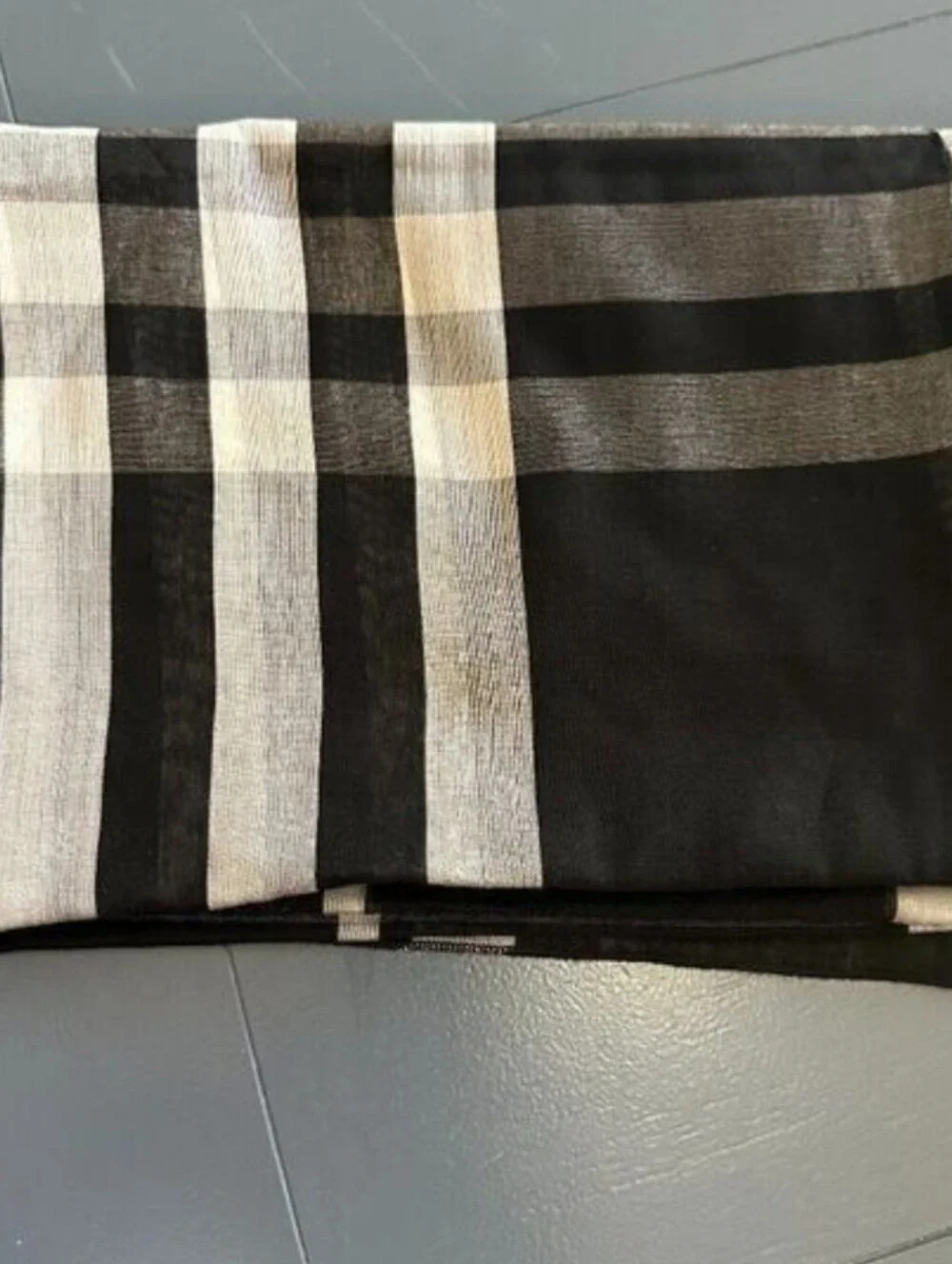 Black and White Plaid Sheer Scarf